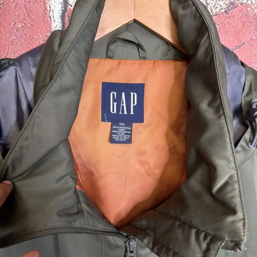 Vintage Gap Jacket Mens XL Green Hooded Full Zip